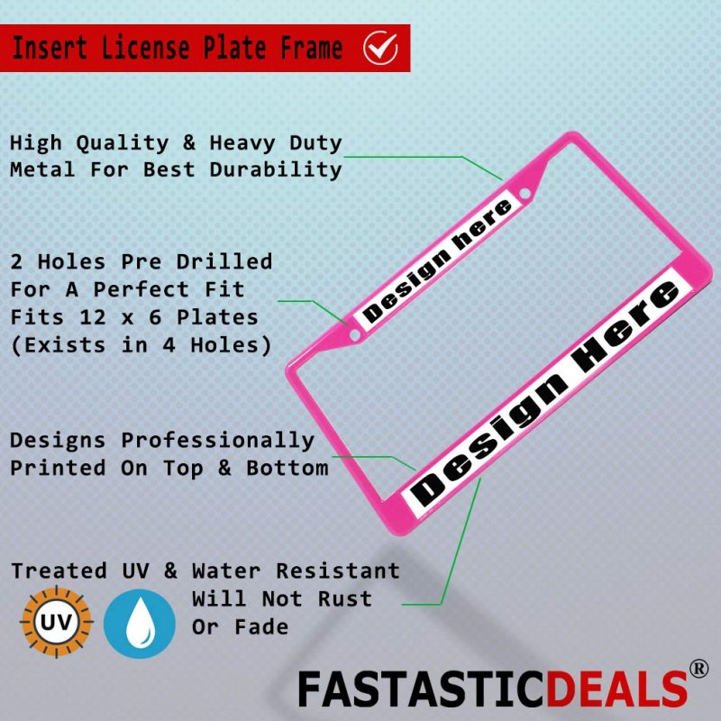 Fastasticdeals Metal Insert License Plate Frame Animal Bird Cardinal Mascot Weatherproof Car Accessories Hot Pink 2 Holes Solid