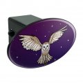 Barn Owl Flying In Night Sky Oval Tow Trailer Hitch Cover Plug Insert
