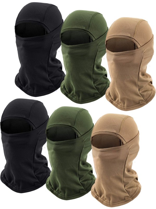 6 Pieces Balaclava Face Mask Motorcycle Windproof Camouflage Fishing Cover Winter Ski Khaki Army Green Black