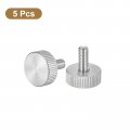 Uxcell M5x10mm Knurled Thumb Screws 5pcs 304 Stainless Steel Flat Head Fully Threaded Bolts Grip Knobs Fasteners