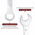 Uxcell Thin Combination Wrench With Offset 6-point End And Angled Open Metric Mirror-chrome Plated High Carbon Steel For