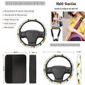 Belidome Abstract Hippie Flower 70s Swirl Car Seat Covers With Steering Wheel Cover Belt Pads Floor Mats Shift Knob Protector