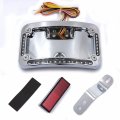 Httmt- Motorcycle Chrome Dual Led Laydown Curved License Plate Bracket Tag Holder W Mount Kit Compatible With 2005-2017 Softail