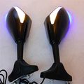 Motorcycle Blue Led Mirror For Yamaha Fzr Yzf Fz1 Fazer Fjr1300 Ninja Zx10r Zx-12r Er-6f