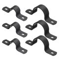 6pcs Metal Pipe Clamps 2 Sizes Carbon Steel Two Hole Strap U Bracket Tube Clip Conduit For Fixing Wire Cord Installation 