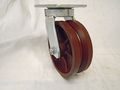 6 X 2 Swivel Caster Kingpinless 7 8 V-groove Ductile Steel Wheel 1500 Lbs 