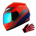 Wow Youth Motorcycle Full Face Helmet Street Bike Bmx Mx Kids Spider Red Skeleton Glove Bundle 