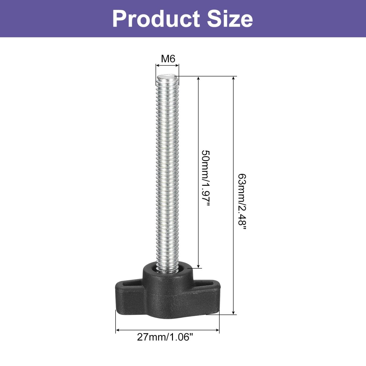 8pcs Clamping Screw Knob M6 X 50mm Metric Carbon Steel T Shaped Thumb Screws Handle For Quick Remove Hand Tightening