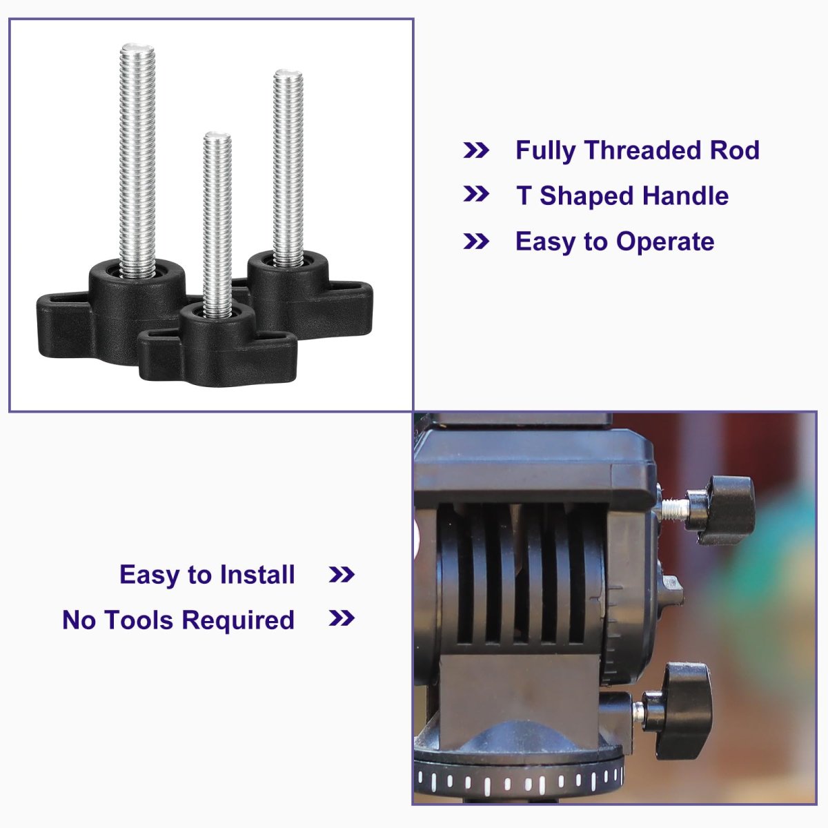 8pcs Clamping Screw Knob M6 X 50mm Metric Carbon Steel T Shaped Thumb Screws Handle For Quick Remove Hand Tightening