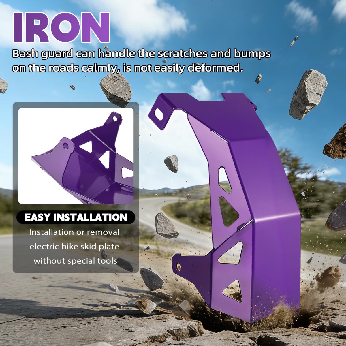 Jfg Racing Skid Plate For Surron Light Bee Iron Engine Chassis Protection Bash Guard Electric Dirt Bike X And S Lbx Lbs-purple