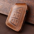 Hontumax Genuine Leather Key Fob Cover Case 6 Button For Cadillac Ct4 Ct5 Escalade 2020 2021 2022 2023 Brown