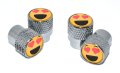 Elektroplate Heart Eyes Smiley Face Bright Chrome Knurling Aluminum Tire Valve Stem Caps Universal Fit For Cars Bikes Trucks 