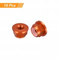 Uxcell Nylon Insert Hex Lock Nuts 10pcs M4 X 0 7mm Aluminum Alloy Self-locking Anodizing Flange Nut For Fasteners Orange