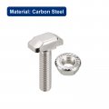 Uxcell M6x25mm T Slot Drop-in Bolt And M6 Hexagon Flange Nut Set 10 Sets Hammer Head-bolt T Shape Stud Sliding Screw For 30