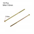 Uxcell M4 X 110mm Male Thread Phillips Pan Head Bolt Screw For Double Bed Furniture Tv Rack Wall Hanging 15pcs