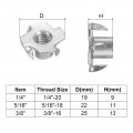 Uxcell T-nut 50pcs 1 4 -20 5 16 -18 3 8 -16 3 Stainless Steel 4 Pronged Tee Nuts For Furniture Woodwork Cabinetry Threaded