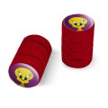 Looney Tunes Tweety Bird Motorcycle Bicycle Bike Tire Rim Wheel Aluminum Valve Stem Caps 