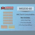 Mig030-60 Mig Welder Consumables 50-pcs 030a Tips 5-pcs Gas Nozzles Diffusers For Mts-165 185 205 Mig-160 180 200 Mig-140gs 