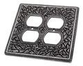 Vicenza Designs Wpj7003 San Michele Wall Plate With Jumbo Double Outlet Opening Vintage Pewter 