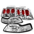 Pair Of Headlights Assembly And Chrome Altezza Style Tail Lights For Mustang 1999-2004 Driver Passenger Side Housing Clear 