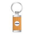 Hemi Roundel Logo White Maple Wood Chrome Metal Case Key Chain Official Licensed Modern Style Keychain 2 125 In X 1