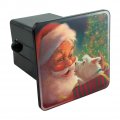 Christmas Holiday Santa Claus With Puppy Tow Trailer Hitch Cover Plug Insert