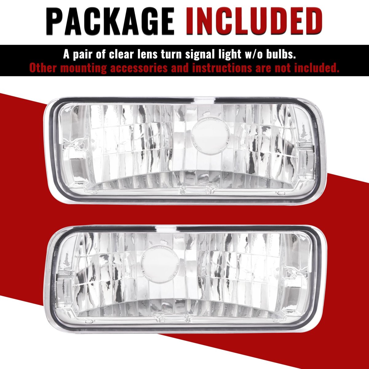Front Bumper Turn Signal Light Pair For 1985-1992 Chevy Chevrolet Camaro Clear Lens Driver And Passenger Side Replacement