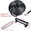 Astra Depot Gray 95ft X 3 8 20500lbs Synthetic Winch Rope Cable 10 Silver Hawse Fairlead W 4 Mounting Hole 254mm Flip-up