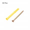 Uxcell 6mmx60mm Plastic Expansion Tube For Drywall With Screws Yellow 30pcs