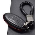 Vitodeco Leather Smart Key Fob Case For Nissan Versa Sentra Altima Maxima Rogue 2007-2022 3 Buttons Black Red 