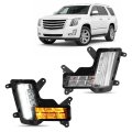 Hecasa Pair Led Fog Lights For 2015-2020 Cadillac Escalade Esv W Crash Brake Turn Signal Assist Lamp Clear Lens Replacement 