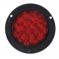 4 In Red Round Led Tail Stop Turn Light With 16 Sq Leds Polycarbonate Lens And Steel Flange Mounts For Trucks Trailers Buses 