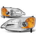 Replacement For Honda Civic Headlight Chrome Bumper Fog Light Smoke Lens 7th Generation Es Em D17