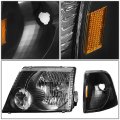 Auto Dynasty Black Housing Amber Corner Headlight Head Lamps Tool Kit For Ford Explorer 02-05