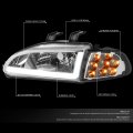 Pair Chrome Housing Led Drl Turn Signal Headlight Corner Lamps Compatible With Honda Civic Coupe Hatchback 92-95