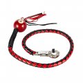 Dream Apparel 42 Leather Motorcycle Get Back Whip For Handlebar Fringed Biker With Pool Ball Red-black 