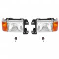 Hecasa Pair Headlights For 1987-1991 Ford Bronco F150 F250 F350 F450 Truck Halogen Headlamp Clear Lens Amber Chrome Housing