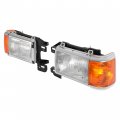 Hecasa Pair Headlights For 1987-1991 Ford Bronco F150 F250 F350 F450 Truck Halogen Headlamp Clear Lens Amber Chrome Housing