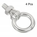 Uxcell M4x30 3 16 X1 18 Stainless Steel Eye Bolts Threaded Screw Eyebolt Shoulder Ring With Nuts Washers For Lifting Hanging 4