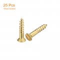 Uxcell Brass Wood Screws 25pcs M2 X 10mm Slotted Drive Flat Head Self Tapping Screw Countersunk For Woodworking Furniture