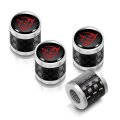 Dodge Demon Red Logo In Black On Real Carbon Fiber Barrel Silver Premium Anodized Aluminum Tire Valve Stem Caps Set Of 4 