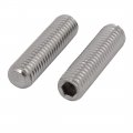 Uxcell M8x30mm Metric Stainless Steel Hex Socket Set Flat Point Grub Screws Silver Tone For Towel Rack Door Knob 10pcs