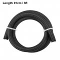 X Autohaux 3ft 6an Fuel Hose An6 Universal Car Braided Nylon Stainless Steel Cpe Oil Gas Line Black
