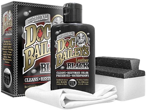 Black Leather Redye And Detail Kit All In One Cleaner Conditioner Dye Waterproofer For Auto Clothing 4 Fl Oz With Sponge