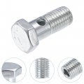 Acropix Universal M12x1 5 32mm Length Motorcycle Hollow Bolt Screws With Washers Set Brake Metric Thread Silver Tone Pack Of 12 