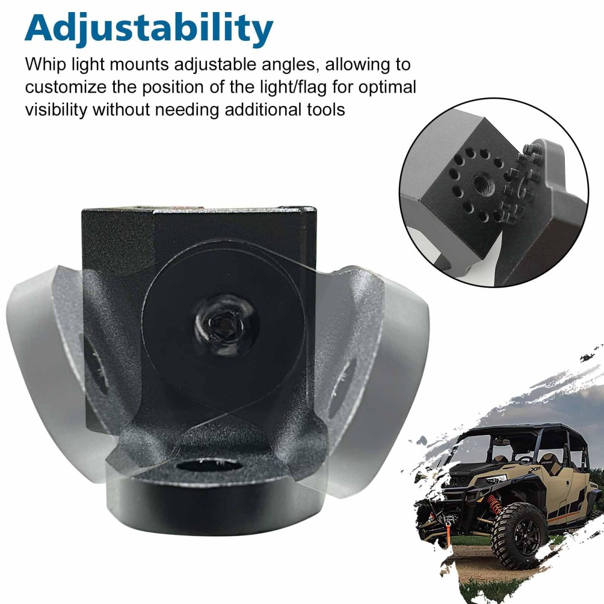 Utv Whip Lights Mount For Pro Fit Profile Cage Bar Aluminum Mounting Bracket Polaris General Ranger And Can Am Maverick Trail