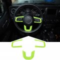Steering Wheel Trim Panel Green For Jeep Wrangler Jl Jlu And Gladiator Jt 2018 2023 Interior Accessories 3 Pieces Abs Plastic 