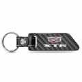 Ipick Image For Cadillac Xt6 Logo Black Real Carbon Fiber Blade Style With Leather Strap Key Chain Keychain Exclusive Official