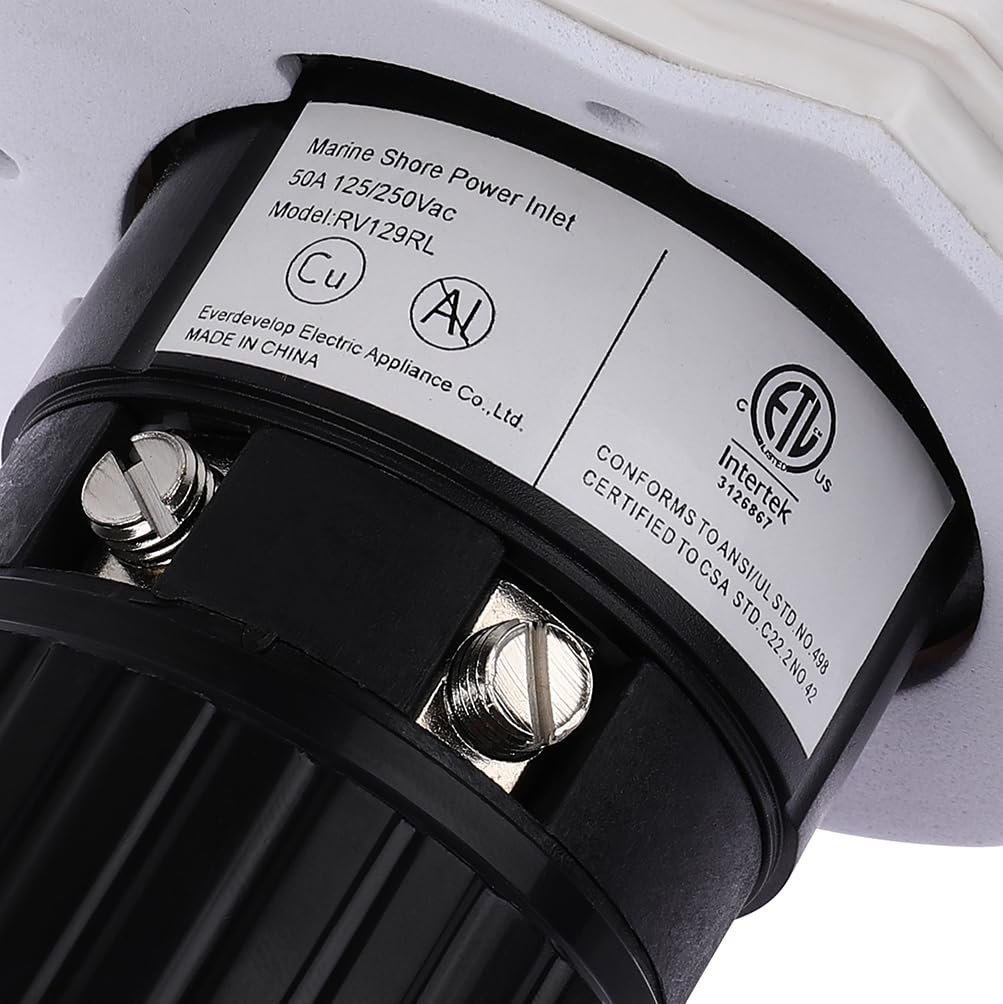 50 Amp 125 250v Power Cord Twist Electrical Lock Boat Rv Marine Inlet With Indicator Light White