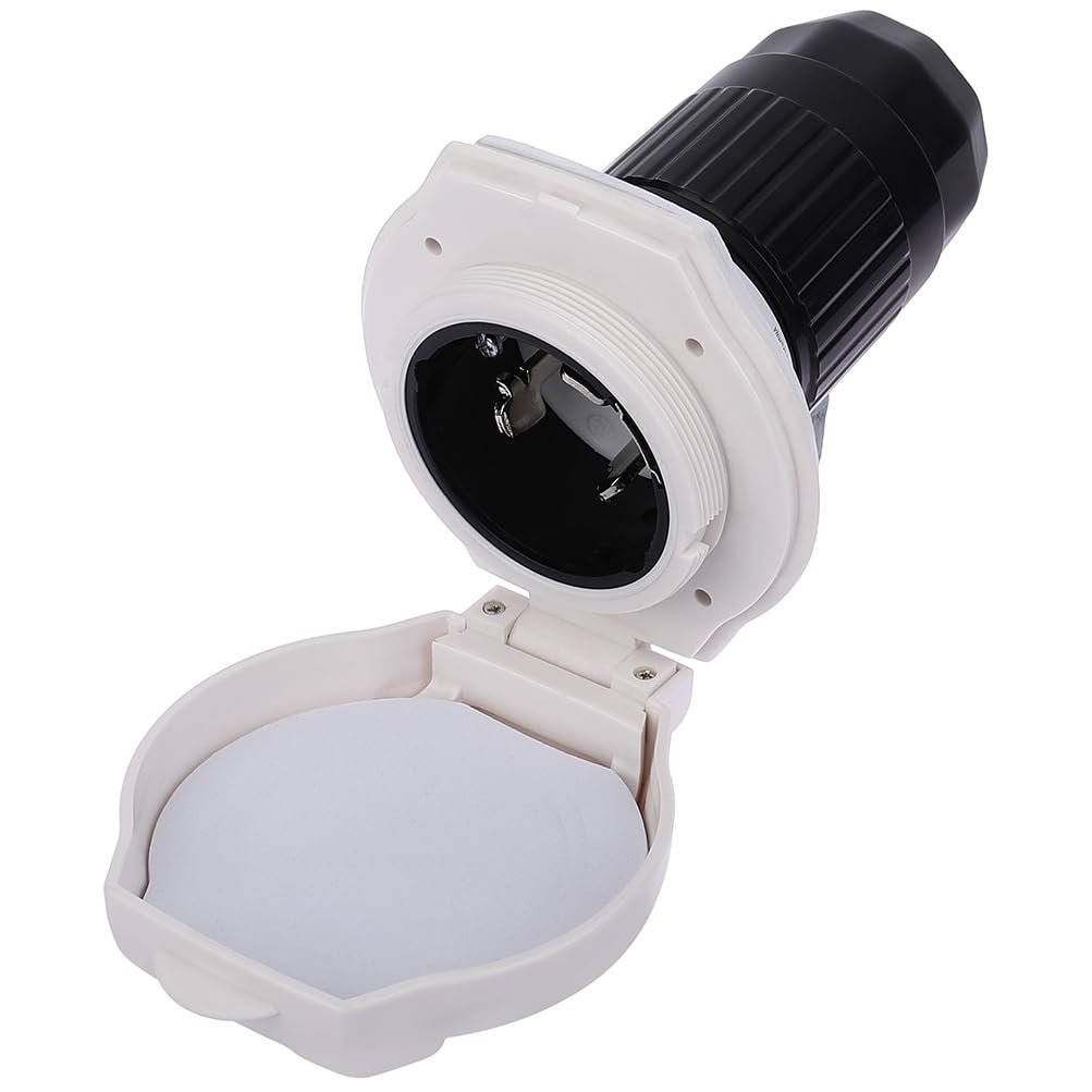 50 Amp 125 250v Power Cord Twist Electrical Lock Boat Rv Marine Inlet With Indicator Light White
